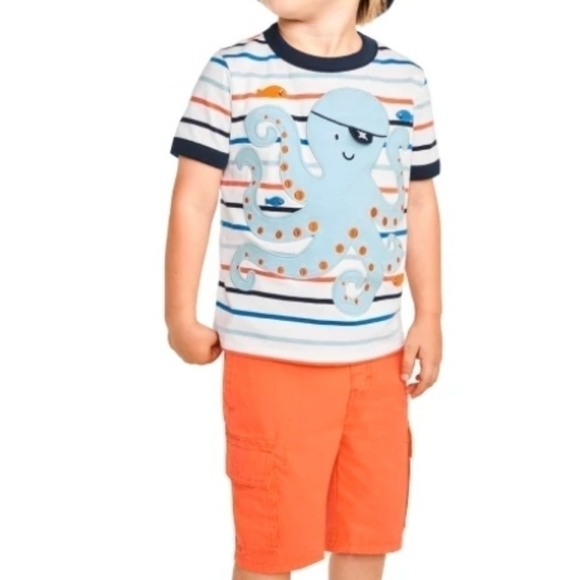 Gymboree Pirate Ship & Pirate Octopus T-Shirts and Shorts Outfit NWT - Picture 2 of 2